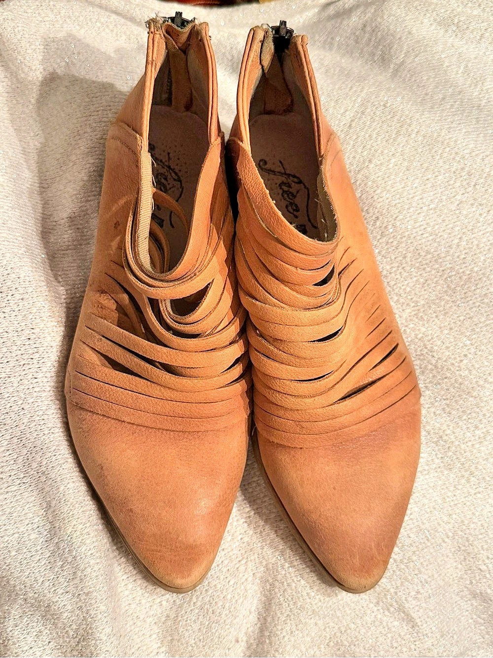 Free People Swept Away Ankle Booties Leather Brown US 6